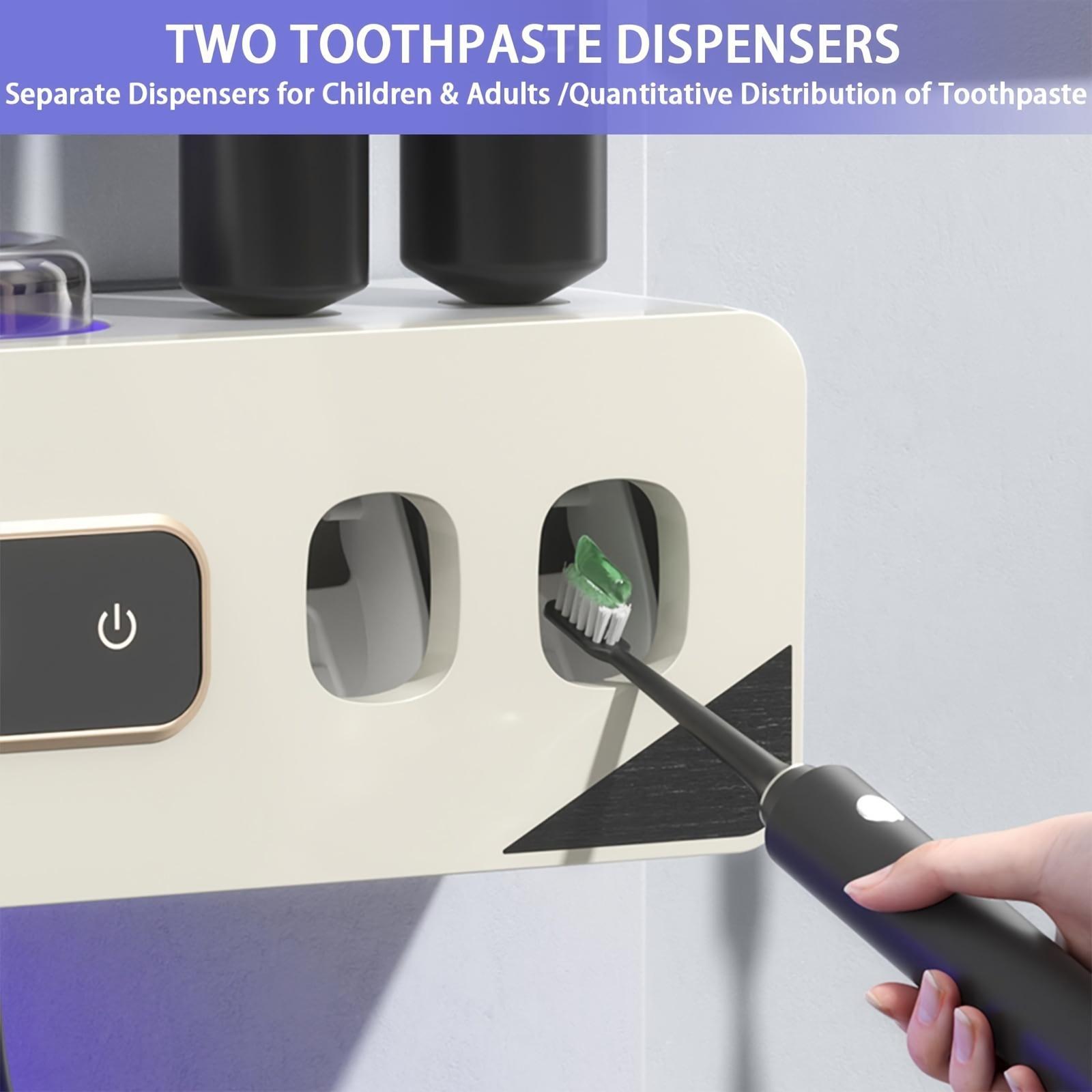 UV Electric Toothbrush Sanitizer Holder with Gargle Cups and Toothpaste Dispenser, Wall-Mounted Toothbrush Holder With Hot Air Drying And Automatic Sterilization, Toothbrush Sanitizer, Toothbrush Storage Rack, Bathroom Accessories