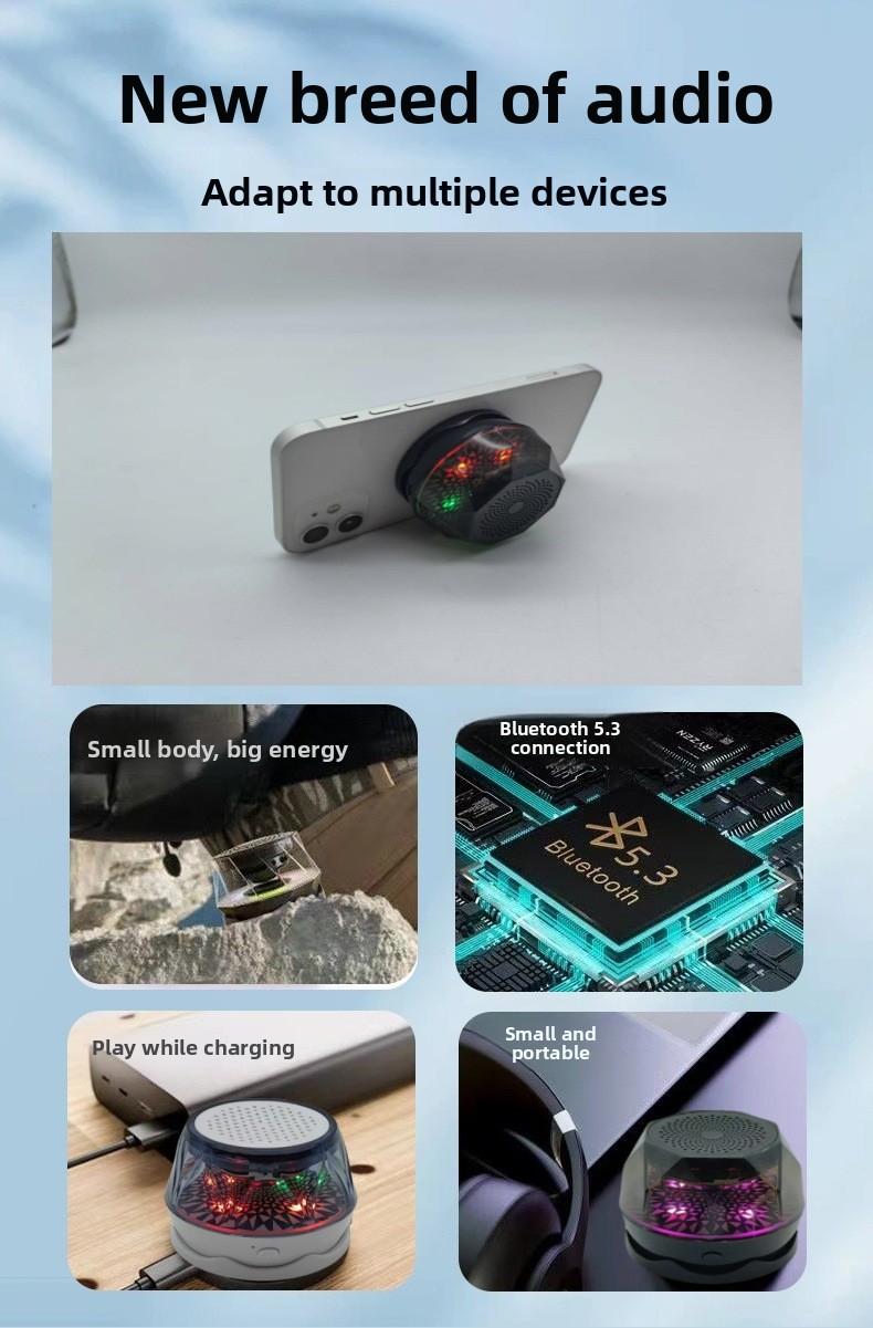 Magnetic Wireless Bluetooth Speaker Lamp - Mini Subwoofer, Gaming & Mobile Phone Stand Speaker - Gift