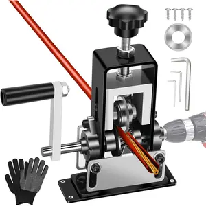 Manual wire stripping machine, suitable for wires with a gauge of 0.06"-1", scrap copper wire stripper, dual-drive tool for drill or hand-crank operation, used for scrap copper recycling and DIY projects