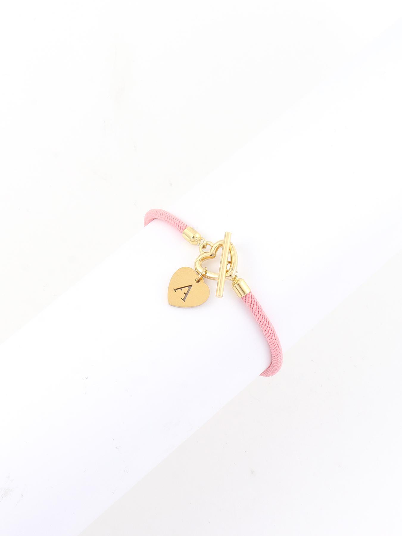 Heart & Letter Design Charm Bracelet, Adjustable Rope Bracelet for Women & Girls, Elegant All-match Fashion Jewelry for Daily Decor, Fashion Modern Accessories