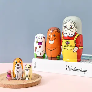 6-layer Grandmother Pattern Nesting Doll Colorful Hand Painted Russian Matryoshka for Adorable Decorative Stacking Dolls for Friends and Family