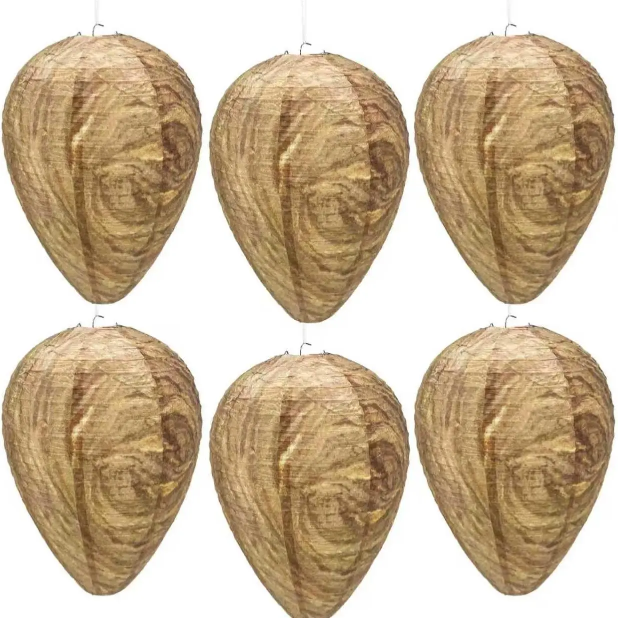2/6 Pack Efficient Waterproof Insect Proof Outdoor Wasp Nest, Hanging Fake Wasp Nest, Backyard Fake Beehive, 8.3 Inch Diameter, 11.5 Inch Height, for Small Wasps