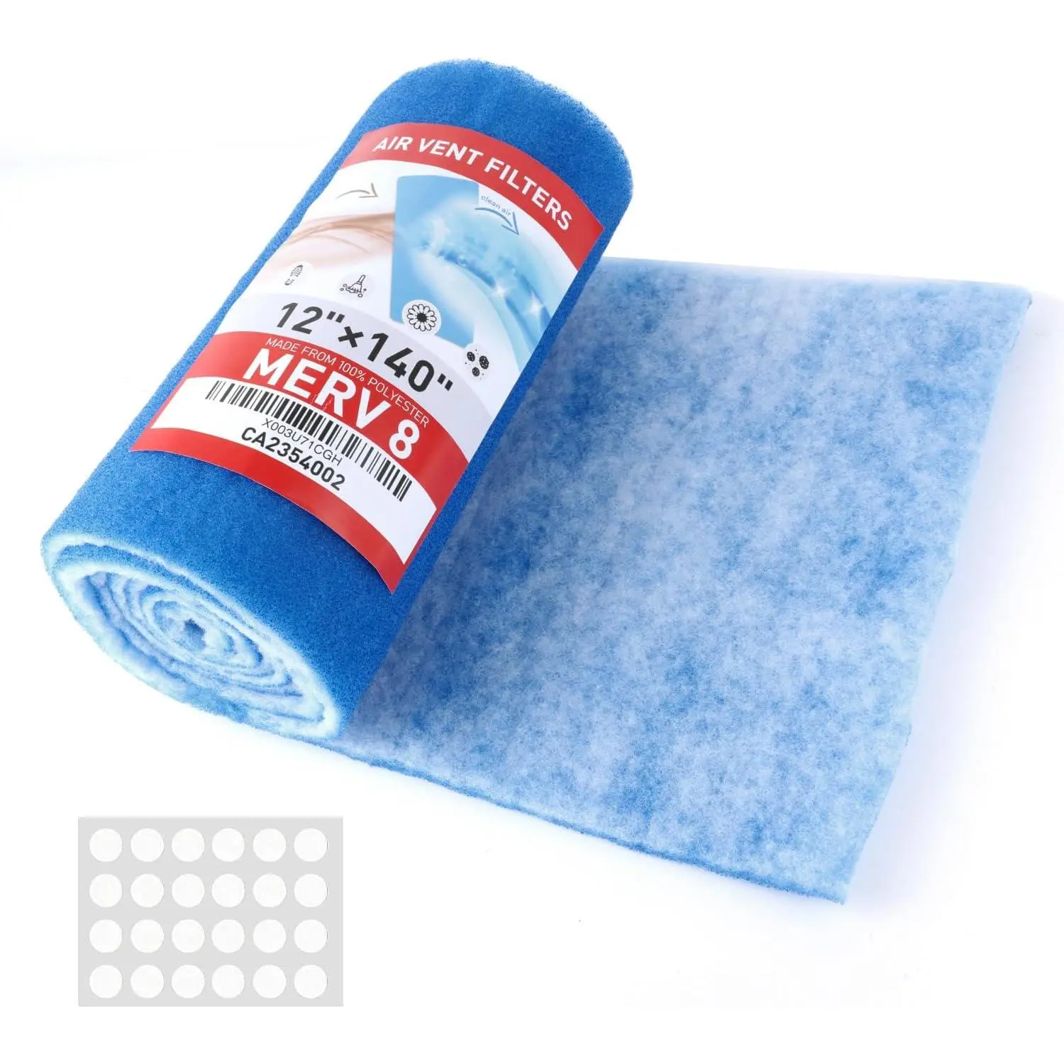 12" x 140" Air Vent Filters Kit - Cut to Size Floor Vent Filters for . MERV 8 Electrostatic Air Filter Roll & Adhesive Hook Tape(30+ Filters)