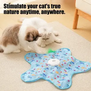Interactive Cat/dog Toy, Hidden Play, Moving Feather Lid, Rechargeable Automatic Toy, Bird Sound Learning, Pet Entertainment