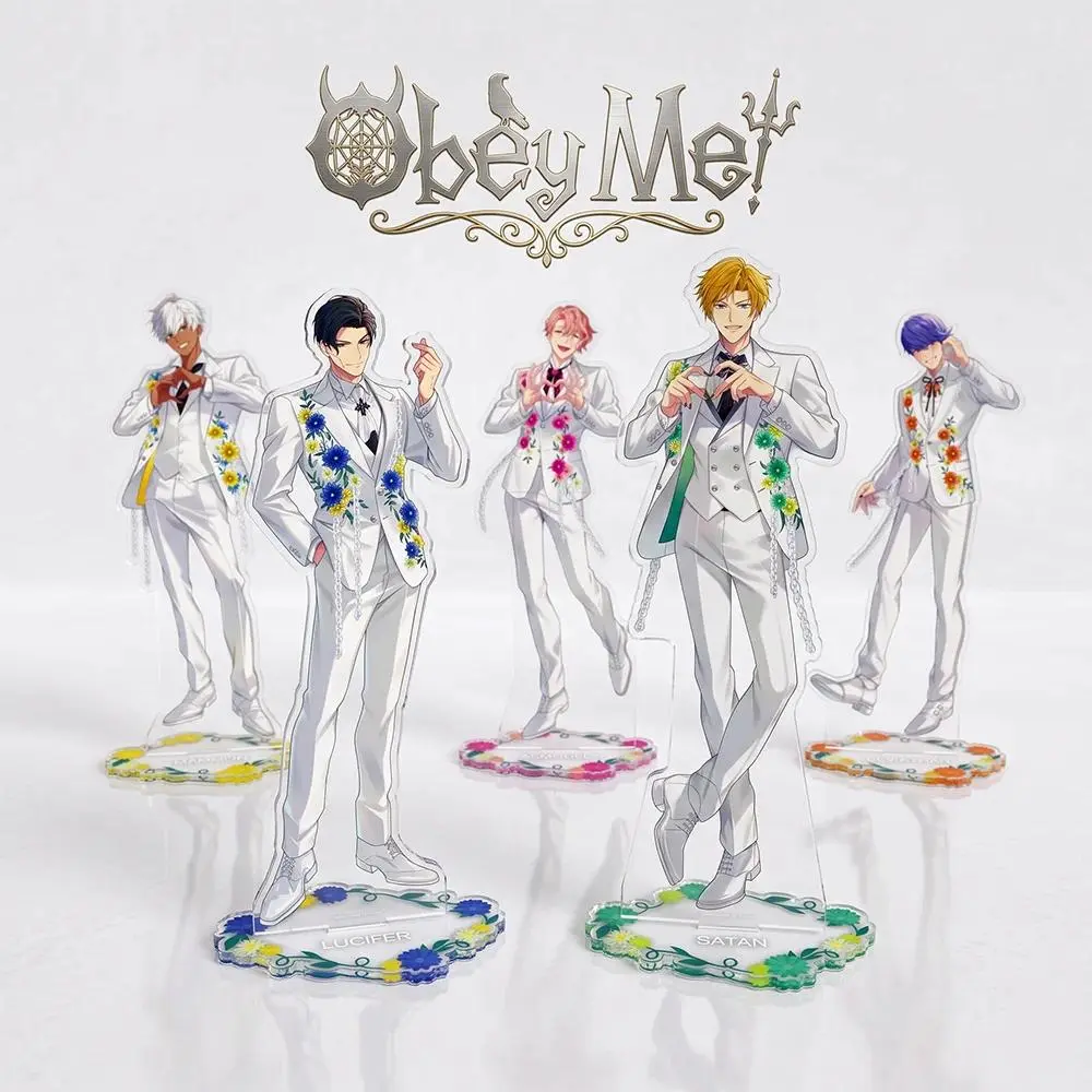 Anime Obey Me! 2026 New Style  Lucifer Mammon Leviathan 15CM Double Sided Acrylic Stand Keychain Desk Decor Collect Fans Gift