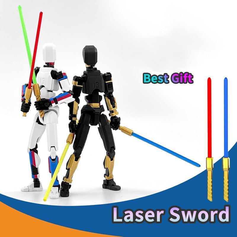 5-Piece T13 Pre-Assembled Action Figure Set, Multi-Color Titan 13 Mecha Models with Laser Saber Accessories, 3D Printed Craftsmanship, Including the Full Collection of Lucky 13, Robo 13 & Nova 13 Figures, Perfect for Gifting & Party Favors