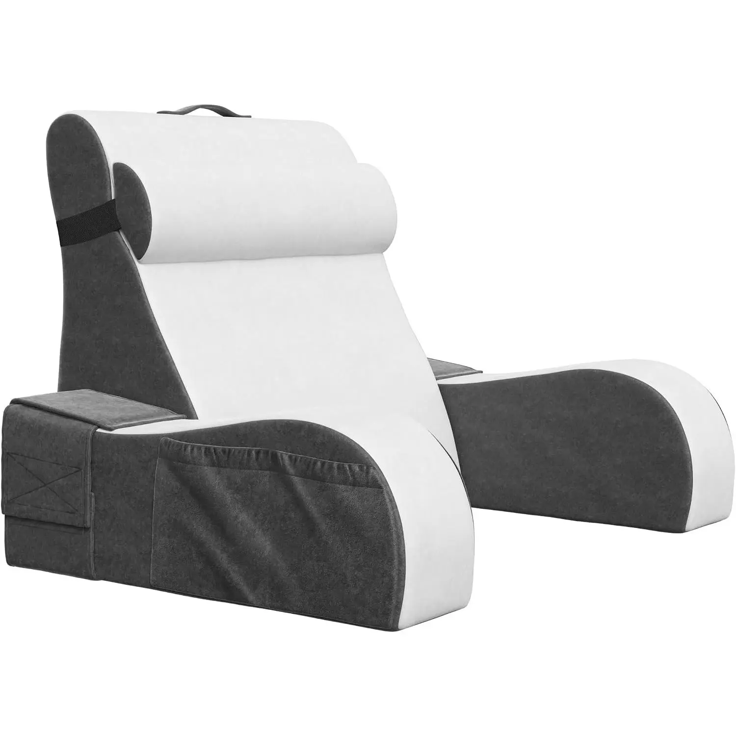 Kolbs 19" Grey Wedge Reading Pillow with Arms, Plush Backrest Bed Cushion for Comfortable Sitting Up, Ideal for Reading, TV Watching, Nursing & Back Support