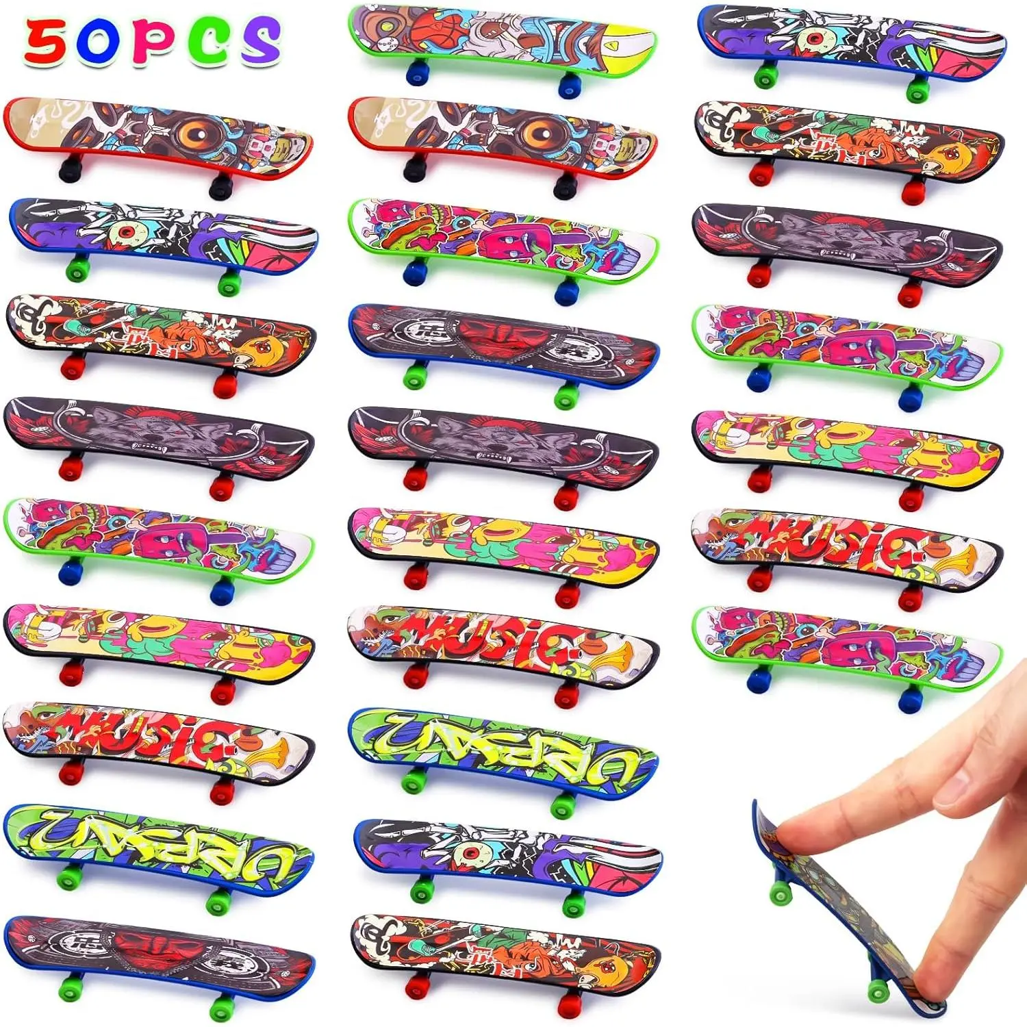 50 PCS Mini Finger Skateboards Party Favors, Gifts & Beginner Practice Set for Kids & Adults, Finger Boards Toy, Classroom Prizes Exchange Giftsfidget toys