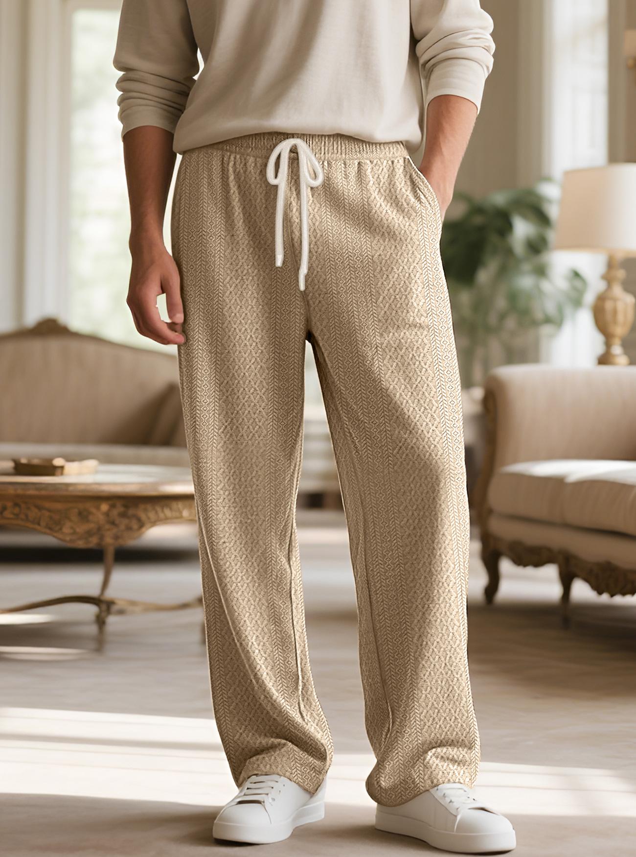 New loose casual sports pants with textured jacquard knit, European and American , available on Temu