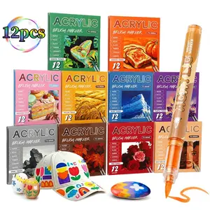 12/120 Color Acrylic Marker Pens, Professional Design Drawing Pens, Soft Tip Fine Lines, Smooth Ink Flow, Portable Storage Box, Art Supplies