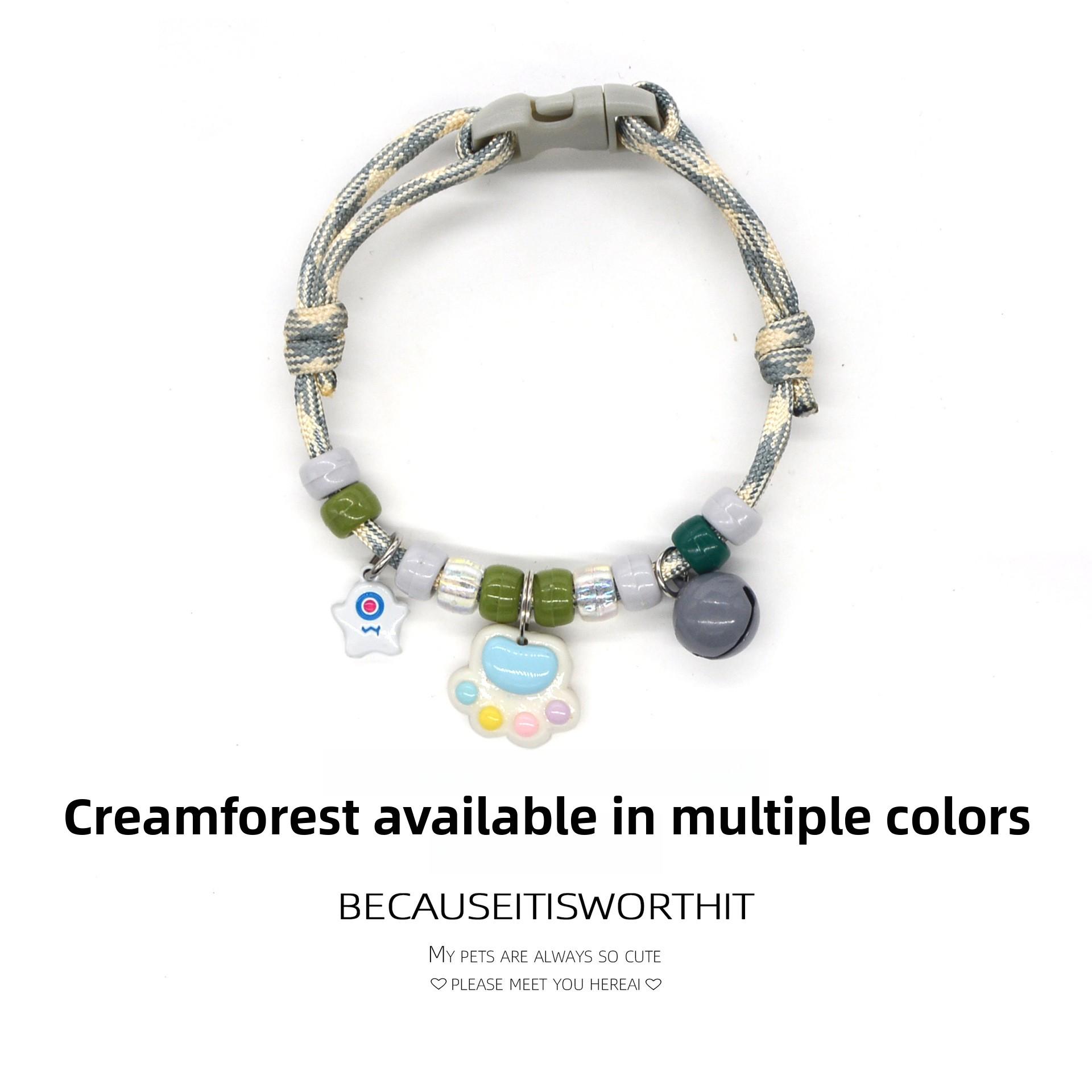 Cat and Dog Collar Necklace with Bell, Cute Paw Print, Simple Bell, Colorful Adjustable Collar