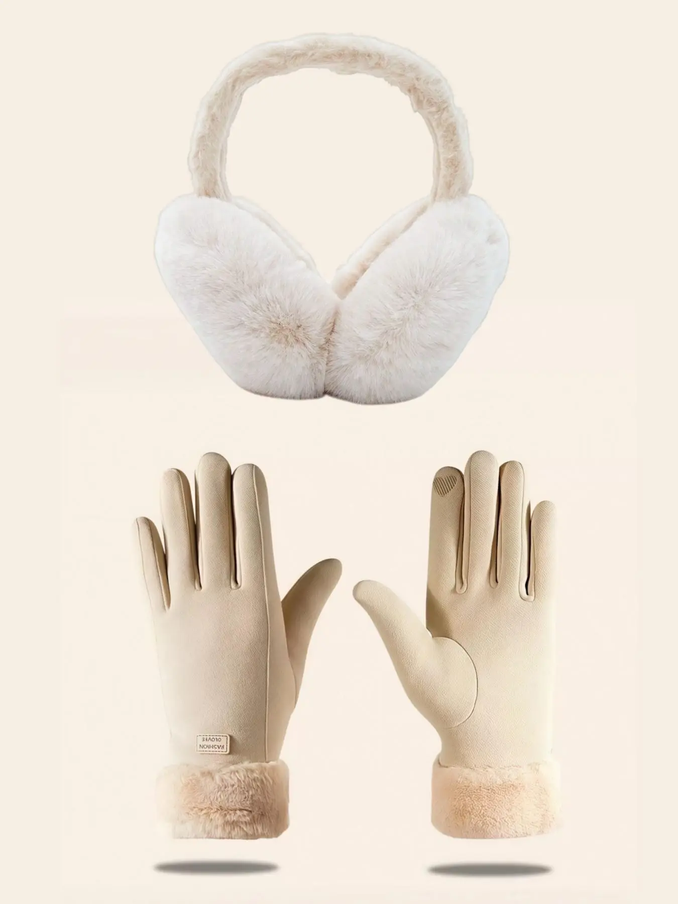 2 Pieces Winter Ear Muffs And Gloves Set, Includes 1 Pair Of Warm Ear Muffs And 1 Pair Of Warm Plush Gloves, Perfect For Winter Use For Women