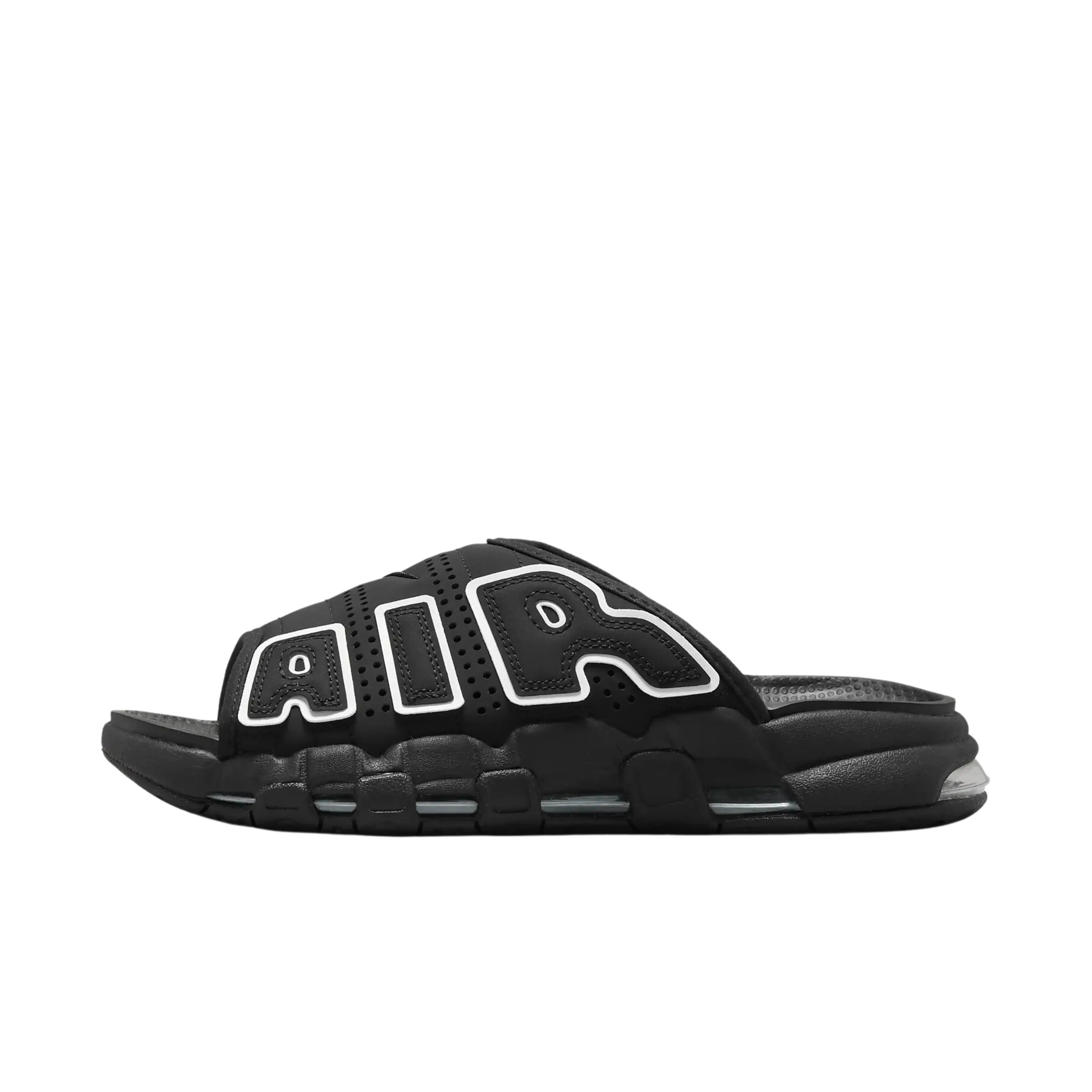 Nike Air More Uptempo Slide Sandals for Women – Cushioned, Comfortable, Black and White Verifiable, with credentials and supporting global authentication