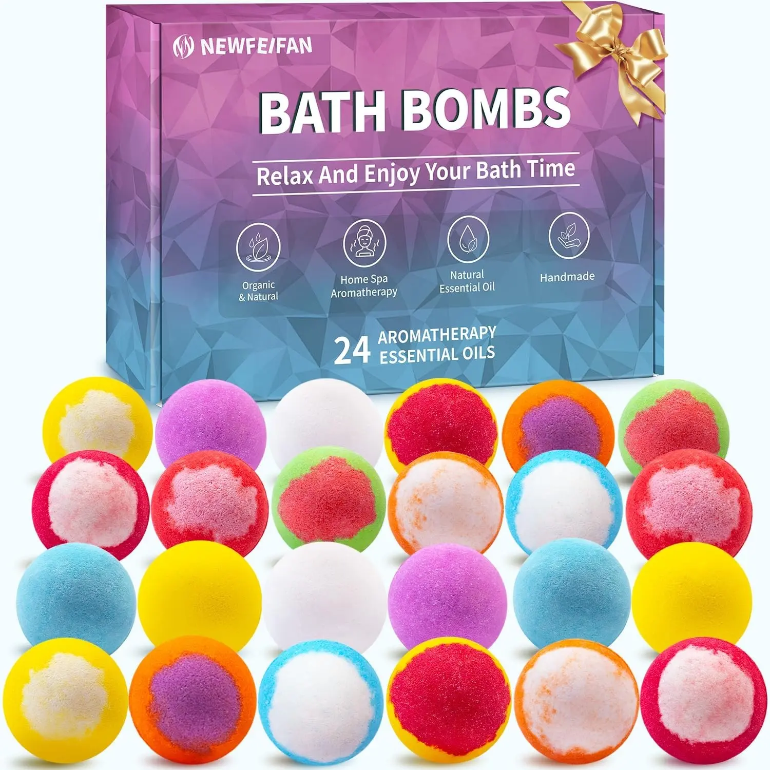 Bath Bombs Birthday Gifts for Women & Men Set - 24 Pack Self Care | Handmade Natural Organic Bath Bomb with Shea Butter, Halloween Boo Basket Stuffers, Christmas Stocking Stuffers, Spa RelaxingGift