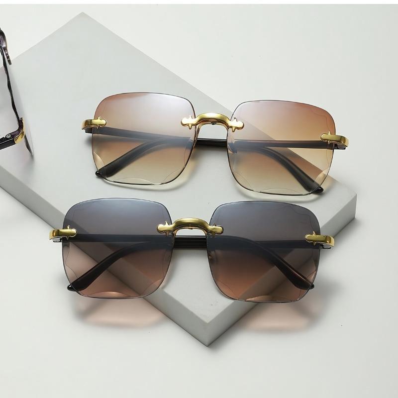 4-Pack Geometric Pattern Rimless Retro Sunglasses for Men & Women, Gradient Tinted UV400 Protection Shades, Lightweight Casual Eyewear for Summer, Hiking & Outdoor Daily Wear