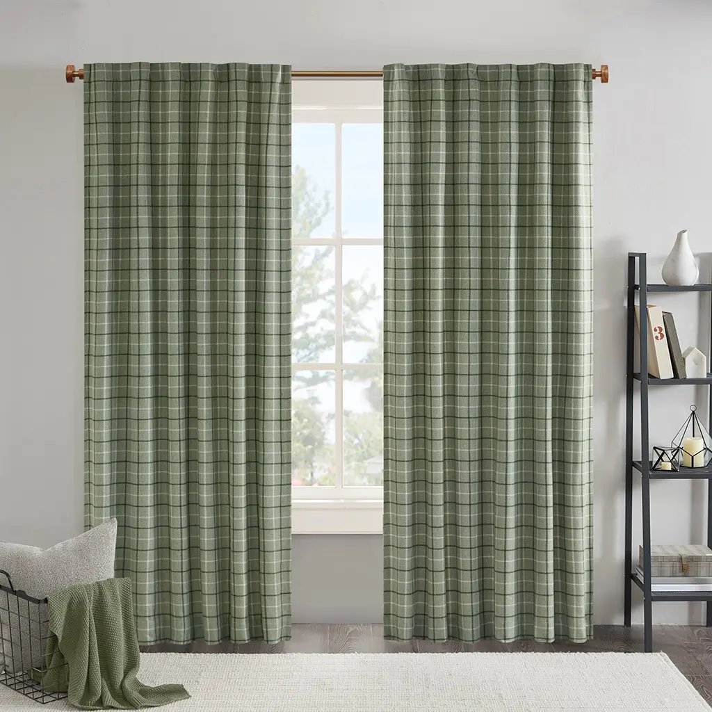 ARCH Plaid Rod Pocket and Back Tab Curtain Panel with Fleece Lining, Green, 50x84 Inches, Thermal Insulated Window Treatment for Living Room Bedroom, Noise Reducing, Light Blocking, Easy Hang, 1 Panel, Home Furniture and Household Product Search