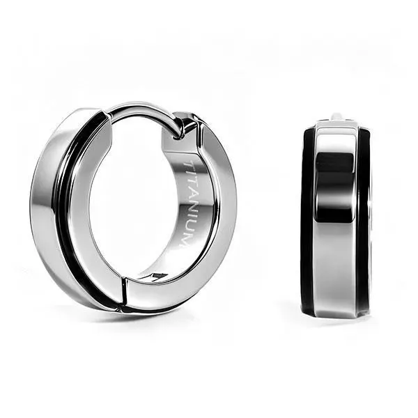 TGNEL Small Titanium Hoop Earrings for Men for Sensitive Ears-Friendly,   Fashion Earring Jewelry   Step Edge   2-Tone