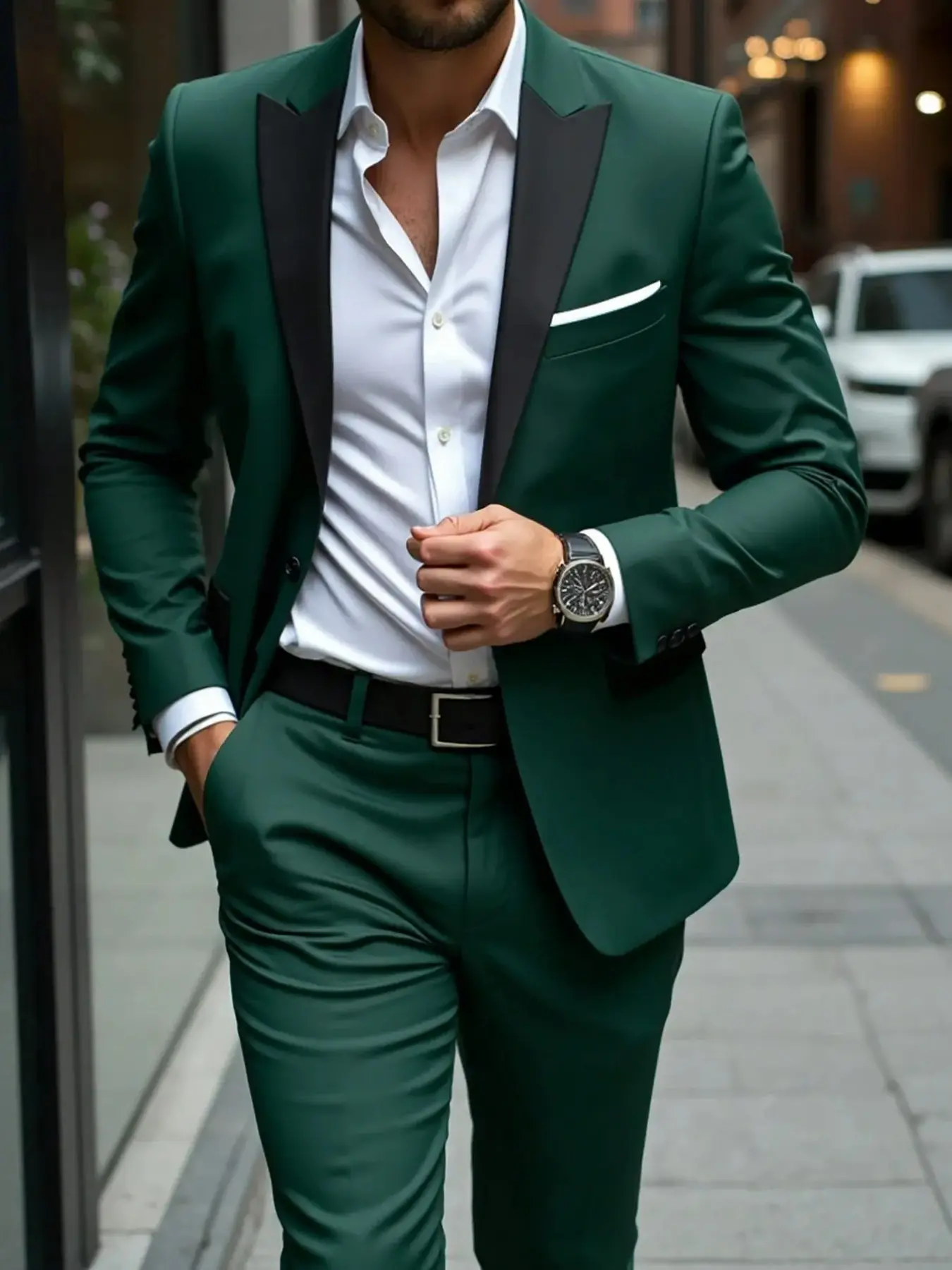 Men's Formal Suit Set, Washable Pants, Adjustable Waist, Single Button, Suitable for Business and Parties, All Seasons