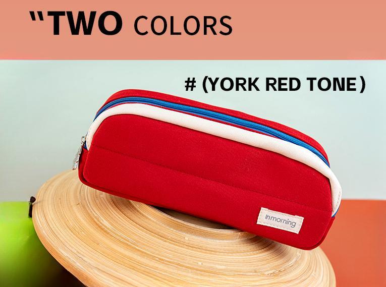 2 solid colour patchwork pencil cases with stain resistant lining, stand up design in solid colours, made canvas, large capacity, minimalist style, convenient DIY organisation, pencil stationery case