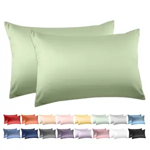 100% Cotton Standard Pillowcases Set of 2, 600 Thread Count Pillow Cases, 20x26 Inches, Super Soft and Breathable Envelope Closure (Sage Green)