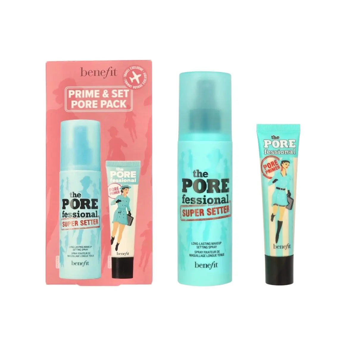 Benefit Pore Elite Makeup Sets Long Lasting Evening Skin Tone Primer 2 2m L+Makeup Setting Spray 120ml