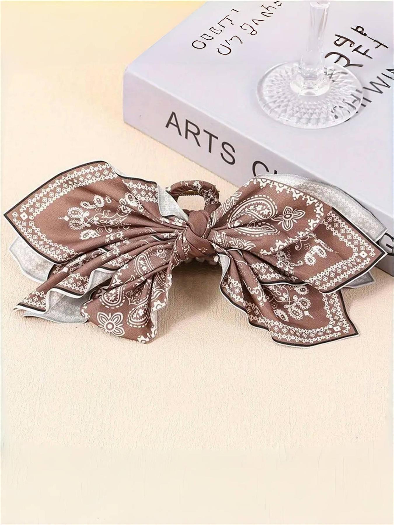 3pcs/1pc women's paisley pattern printed double-sided layered fabric bow hair clip, ponytail bun hair bohemian style hair accessory, suitable for daily, party, Boho hair accessories, Super Cute Clips