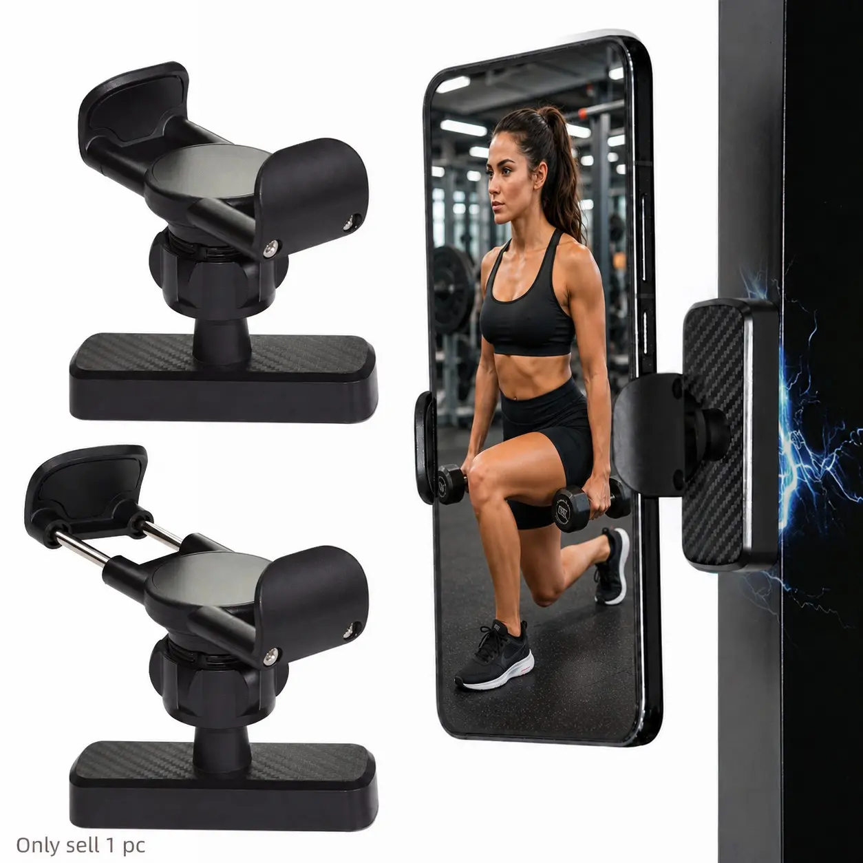 Strong Magnetic Phone Mount for Gym Equipment, 360° Rotating Smartphone Holder for Workout Videos, Fitness Tutorials and Video Calls, Fits Most 4.7–7 Inch Phones