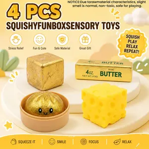 4-Pack Soft Squishy Toys, Mixed Slow & Fast Rebound Silicone Toys, Assorted Styles, Perfect Gifts for Kids' Day, Father's Day, Teacher's Day, Birthdays & Parties
