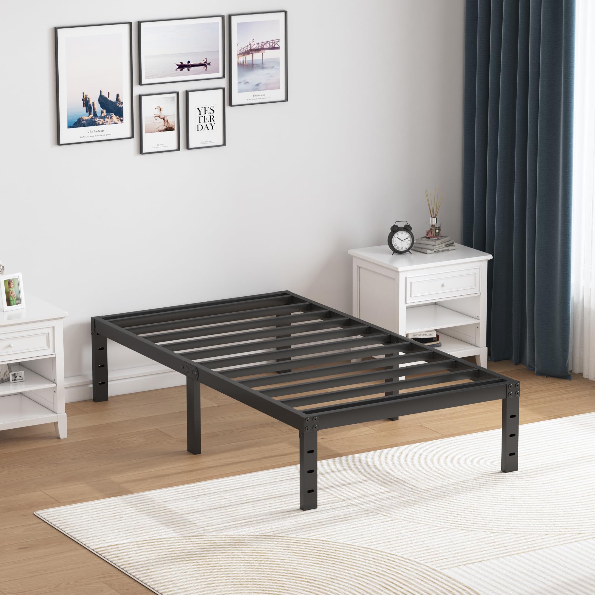 Edenza1-Twin Bed Frames, 16 Inch Heavy Duty Metal Platform Bed Frame Twin Size Support Up to 3500 lbs, No Box Spring Needed/No Shaking/Steel Slat Support/Noise Free/Easy Assembly Heavy Duty Queen Size Metal Bed Frame affordable bed frame Edenza1-Twin Bed Frames, 16 Inch Heavy Duty Metal Platform Bed Frame Twin Size Support Up to 3500 lbs, No Box Spring Needed/No Shaking/Steel Slat Support/Noise Free/Easy Assembly Heavy Duty Queen Size Metal Bed Frame affordable bed frame