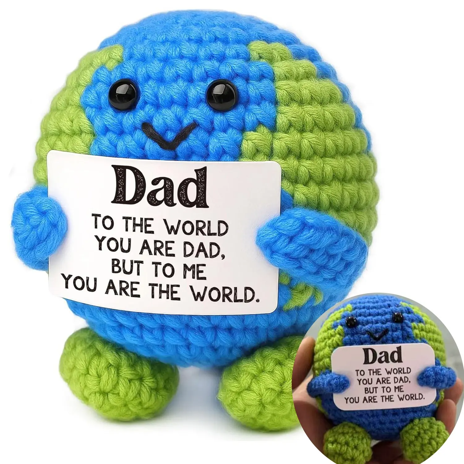 Dad Gifts from Daughter, Son, or Wife, Men's Father's Day or Birthday Gift, Crochet Animal Earth Decor, Positive Gift Idea, Amigurumi Gift, Soft Cuddly Gift, Soft Huggable