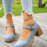 Women's Classic Casual High Heel Shoes, Pump Heels, Boho Style PU Leather, Plain Pattern, Less Than Ankle Height, Polyurethane Sole, Plus Size Available