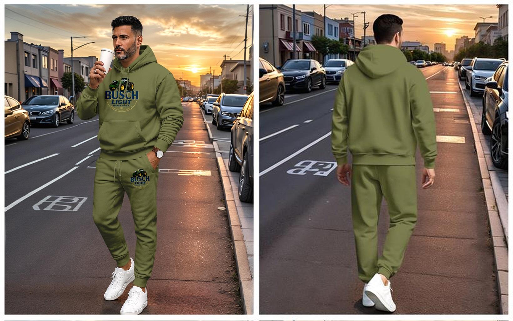 Men's Vintage Drink-Themed Hoodie And Sweatpants Set Classic Western Style, Comfortable Men's Sportswear, A Must-Have For Beer Lovers, Perfect For Casual Everyday Wear 08
