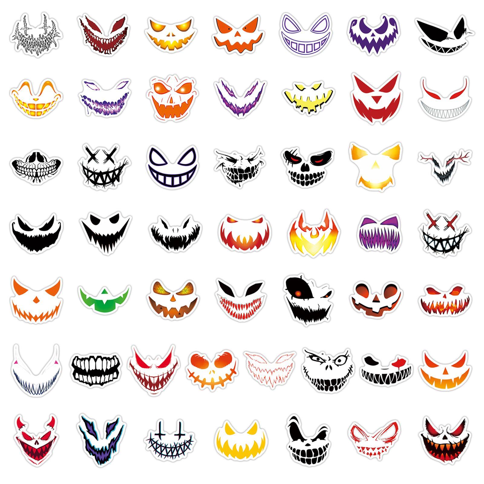 Face Pattern Sticker, 100pcs/set Creative Scary Face Design Decorative Sticker, DIY Decals for Water Bottle, Laptop, Phone Case