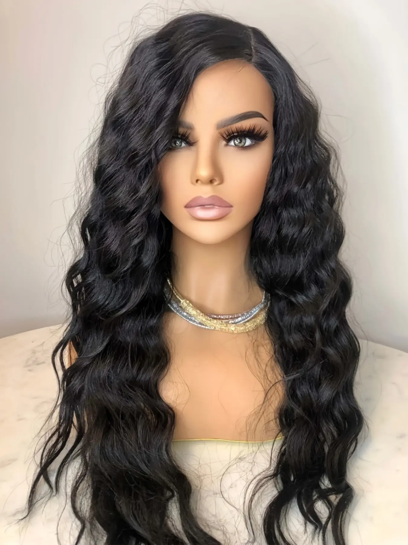 Short Bob Curly Wig 24 Inches, Free Part, Soft No Glue, Pre-Attached, 180% Density, Water Wave Curl, Heat Resistant Lace Front