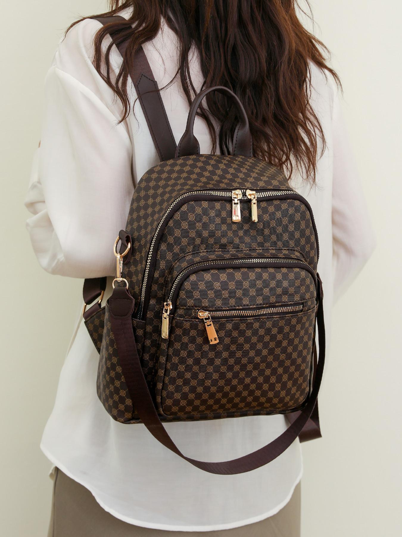 Fashion Simple Durable PU Leather Backpack – Casual Versatile Zipper School Bag, Trendy High-Quality Daily Commuting & Everyday Use Backpack