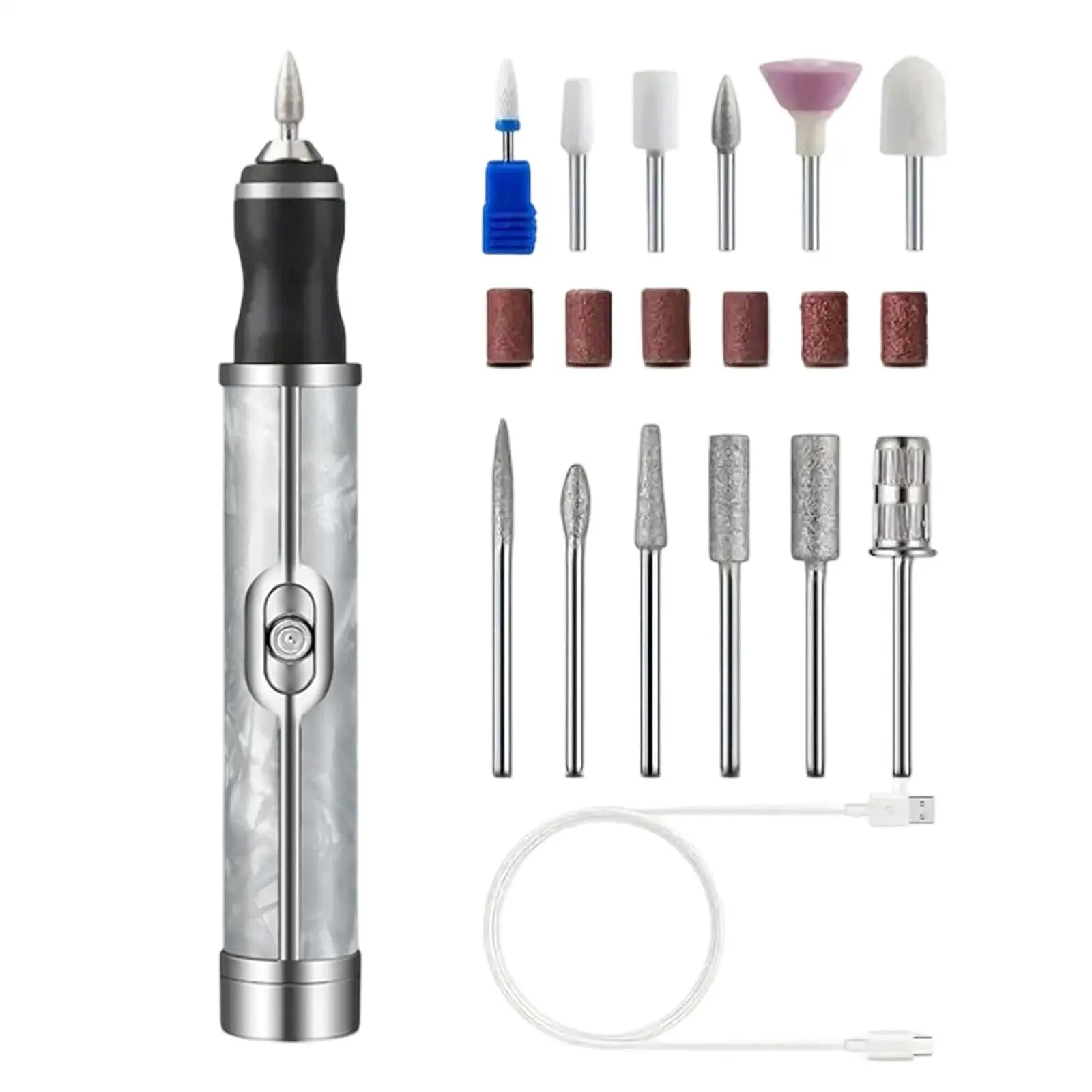 Compact Single Item 18-in-1 Cordless Electric Nail Drill - Nail File, 4 Adjustable Speeds, Low Noise, Smooth Care Tool for DIY Manicure, Pedicure at Home Polishing, 18 Grinding Heads