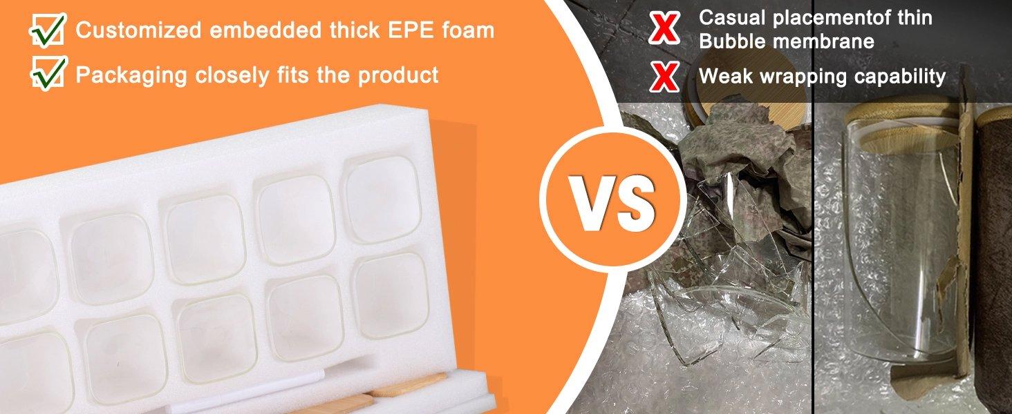 THE WELL KEPT Glass Spice Jars  Bamboo Lids - 9 Oz Small Square Storage Jars  Airtight Lids Clear Pantry Food Storage Containers Glass Canister Set  Labels for Kitchen Coffee Sugar Flour(Set Of 10)