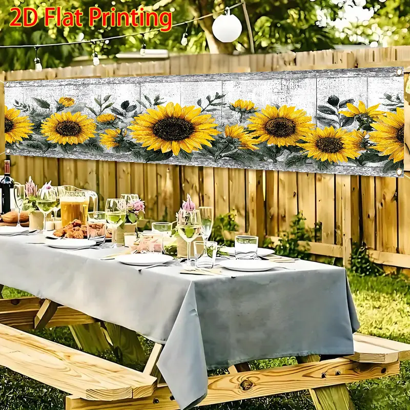2D Flat Summer Sunflower Banner, Bright Outdoor Party Decoration for Lawn Wall, No Electricity Needed for Celebrations and Events,Vibrant,Artificial,Cedar,Reindeer,Pattern,Wooden,Cute,Animal,Knitted Holding Card,Gingerbread,Chr,Festive,Goose Decor Outfits