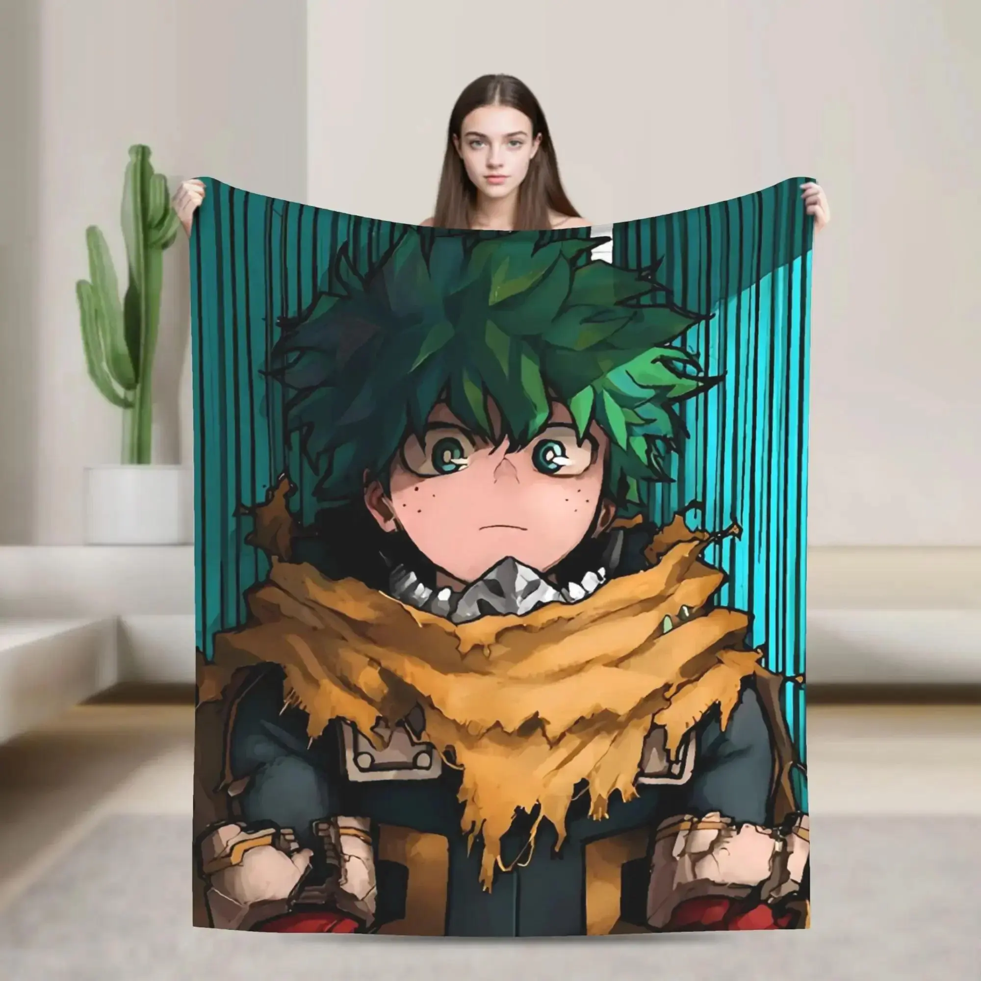 My Hero Academia Deku Izuku Midoriya Anime Flannel Throw Blanket Soft Cozy Gift
