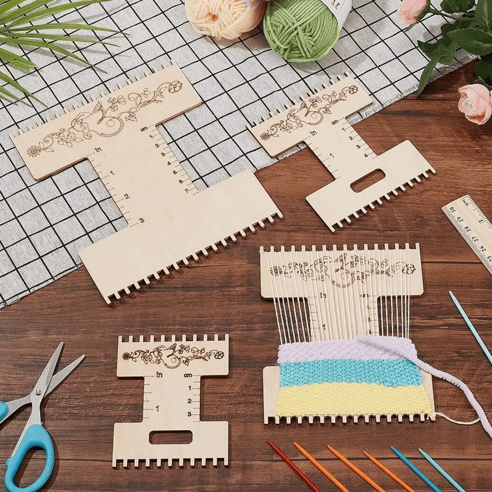 12 PCS Hand Loom Set, Weaving Loom Kit 4 Weaving Boards and 8 Weaving Needles, Craft Weaving Tools for DIY Fabric Making and Interest Cultivation Teaching