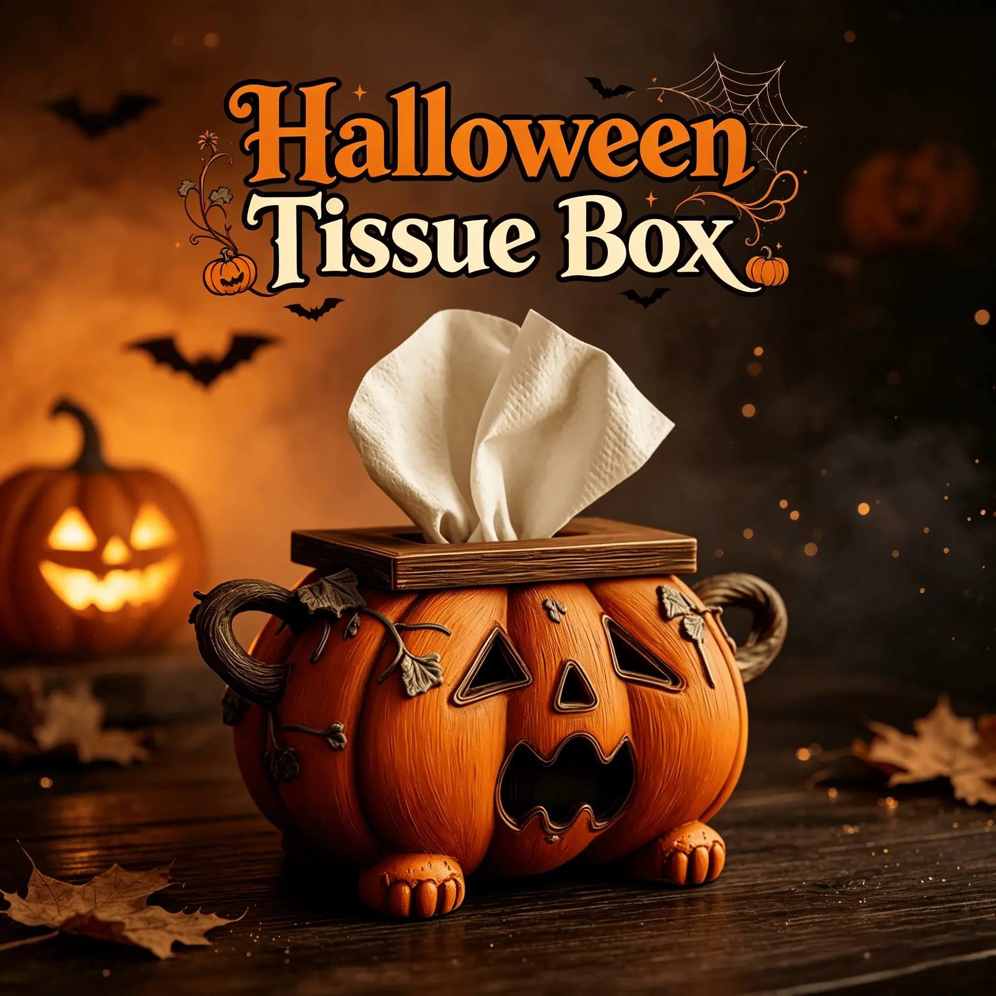 Autumn Ritual Essentials, Pumpkin-Shaped Paper Towel Holder, Halloween Home Decor Storage Combo, Tissue Holder, Perfect for Seasonal Décor