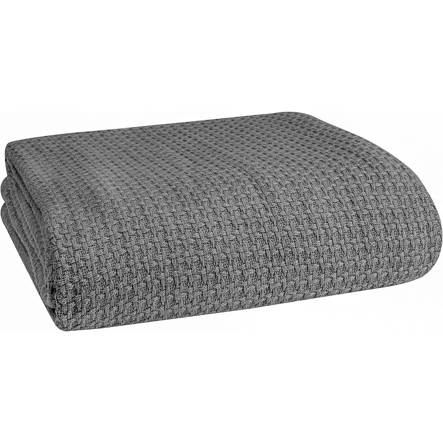 100% Cotton Breathable Twin Size Bed Blanket, Thermal Cotton Blanket for All Season Layering, Charcoal GreyGift