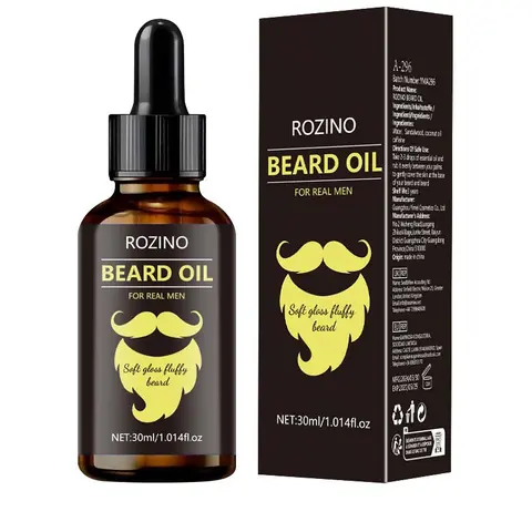 Men's Professional Hair Care Beard Care Oil 30ml Daily Nourishes and softens coarse, stiff beards Prevents frizz and split ends Promotes beard growth Contains natural plant extracts Portable Lightweight 1.014 fl oz Hydrating Hair Moisturizer