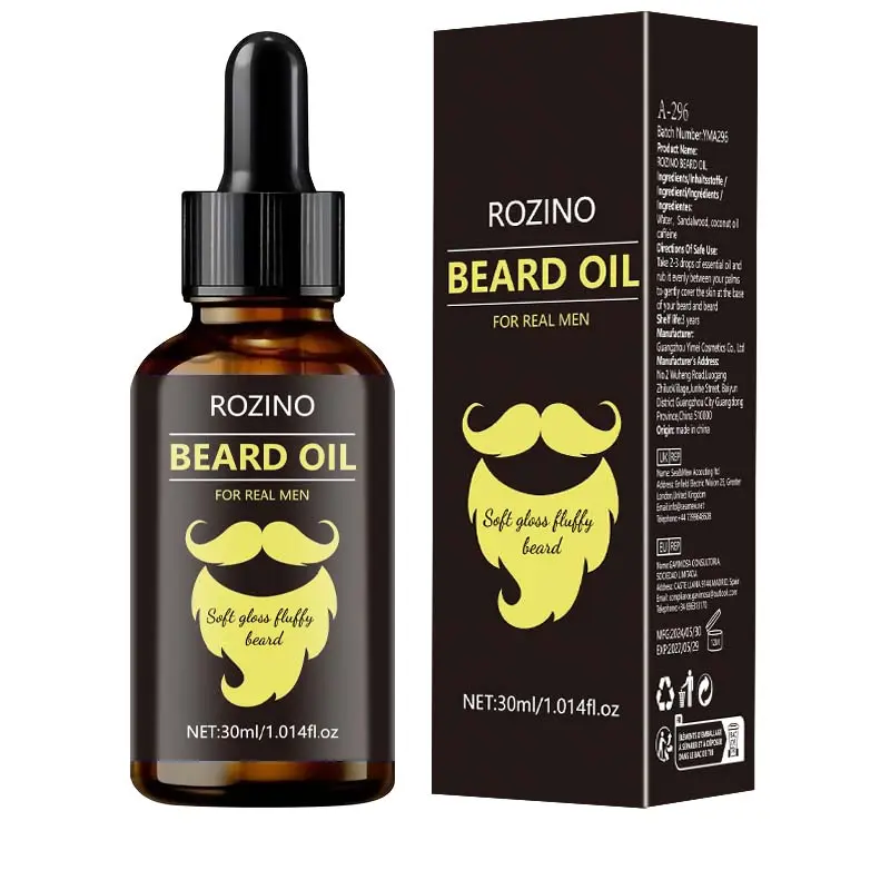 Men's Professional Hair Care Beard Care Oil 30ml Daily Nourishes and softens coarse, stiff beards Prevents frizz and split ends Promotes beard growth Contains natural plant extracts Portable Lightweight 1.014 fl oz Hydrating Hair Moisturizer