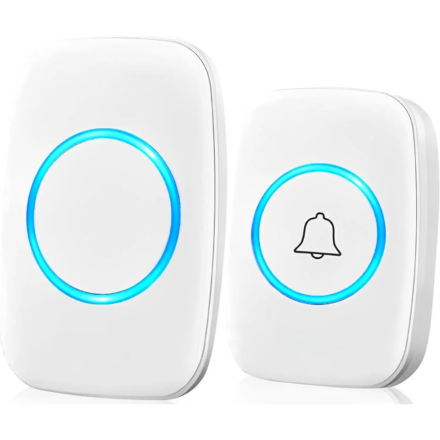 Doorbell Kit 1 Button 1 Receiver FCC Certified 1000 ft White |  operated portable chime, long range, 60 melodies, 4 loudness settings, silent LED  and IP55 weather resistance.