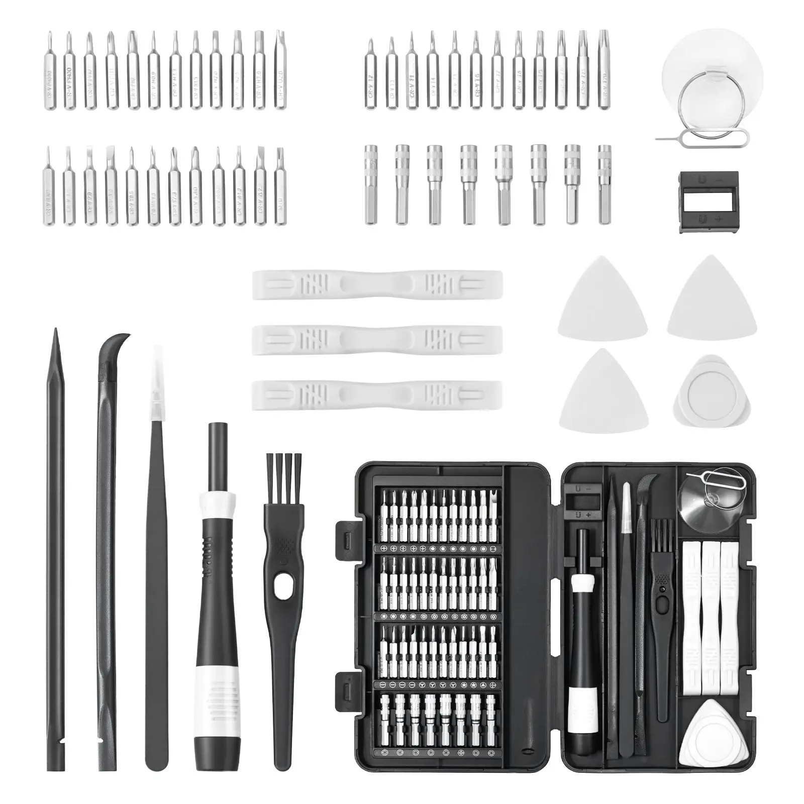 【toolupgrade】VEVOR Screwdriver Set, 59-Piece Small Precision Screwdriver Set with Phillips, Flat Head, Torx, Pentalobe Bits, Tweezer for Men, Mini Cleaning Repair Tool Kit for iPhone, MacBook, Laptop, Computer