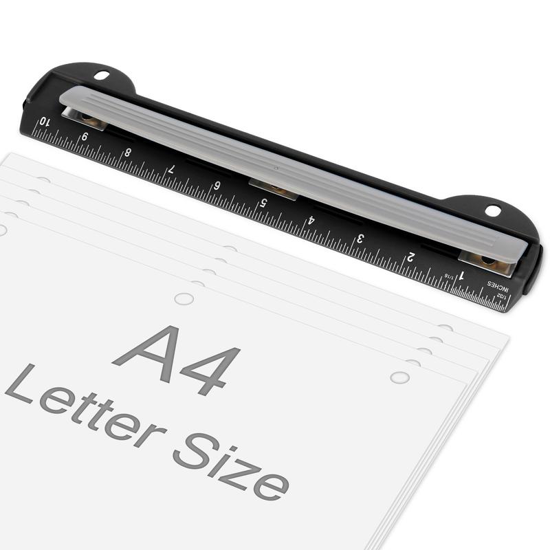 3 Hole Punch, 1 Count Portable Mini Hole Puncher with Ruler, Multifunctional Punching Ruler for DIY Craft, Teaching, Office Stationery & Supplies