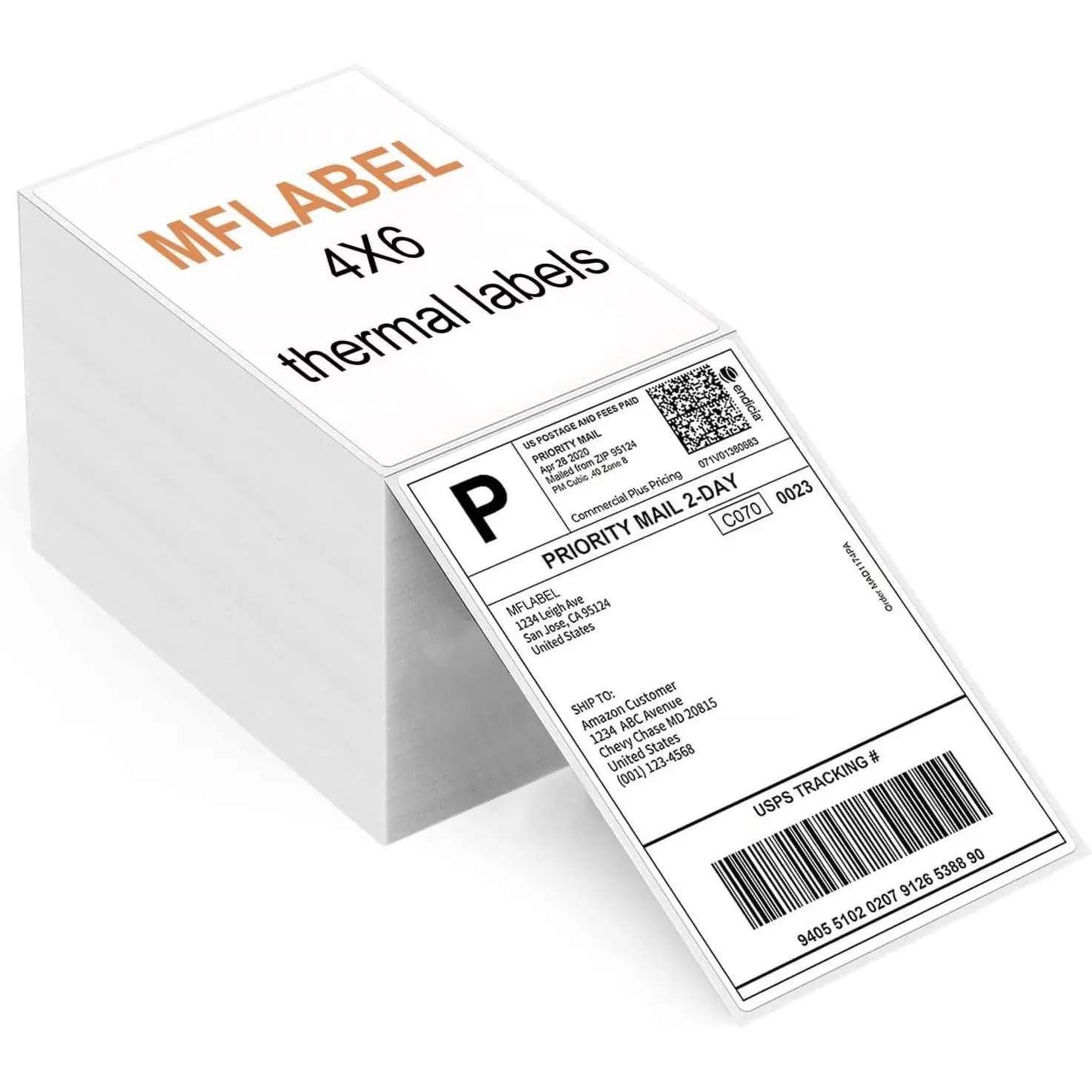 4x6 Direct Thermal Labels (1000 Labels) 4" x 6" Perforated Shipping Labels Compatible with Zebra Printers Fanfold Thermal Label Stickers for Shipping Packages - 1 Stacks White Labels