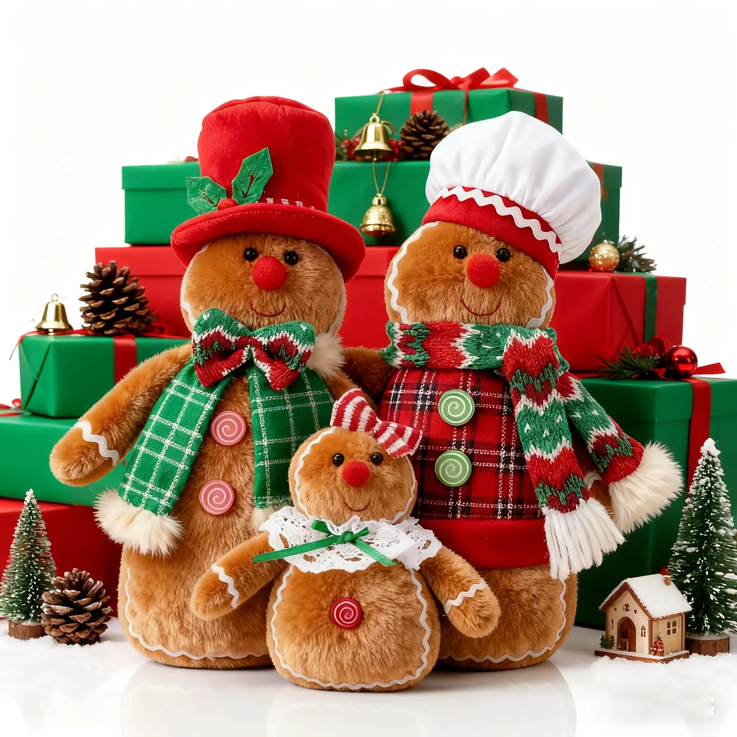 Christmas Table Centerpiece Featuring Gingerbread Winter Gnomes, Rustic Tabletop Decorations, And Festive for home Additions. Ideal for Tiered Tray Displays, Merry Christmas Decor, And Party Setups. Perfect for Coffee Bars, Dining Tables