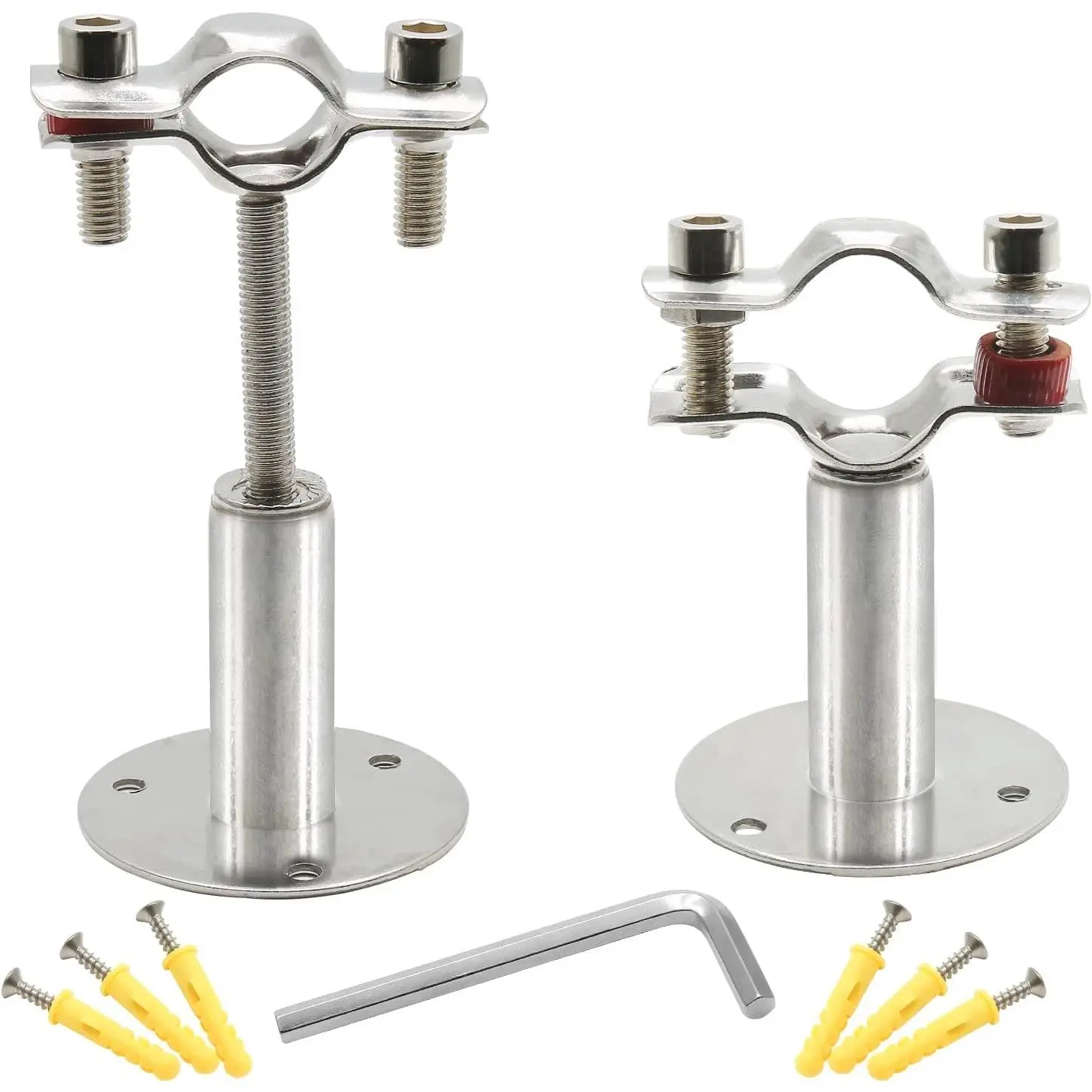 2 Pack Stainless Steel Pipe Support Bracket, Adjustable Wall/Ceiling Mount Pipe Clamp Straps, Fit for 19mm (1/2") Pipe with Screws